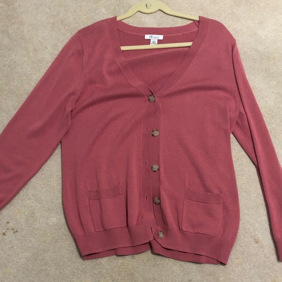 Tog Shop Sweaters - Lightweight V-Neck Button-Up Cardigan in Rose